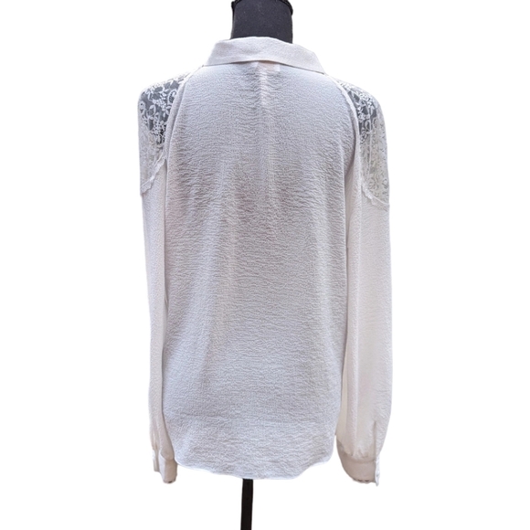 Laundry by Shelli Segal Womens Button Down Shirt Cream Size Medium - Picture 2 of 16